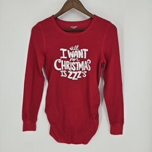 Old Navy Red Textured Long Sleeve Holiday Pajama Top Medium Maternity